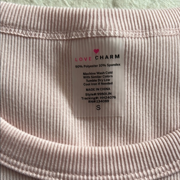Women's Pink Ribbed Top - Picture 2 of 3